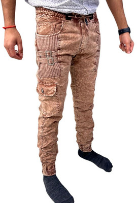 Trimted Jogger Fit Men Brown Jeans