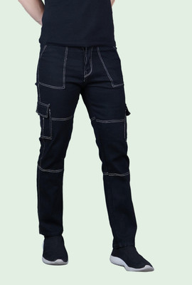 White leapard Slim Men Black Jeans