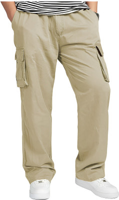 RareWeaves Solid Men Beige Track Pants