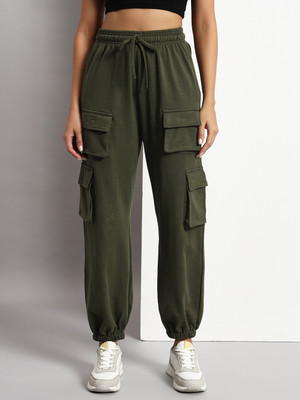 Q-Rious Solid Women Green Track Pants