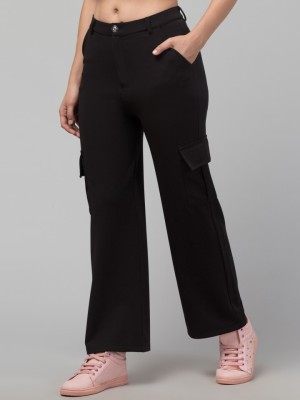 Trendoraa Regular Fit Women Black Trousers