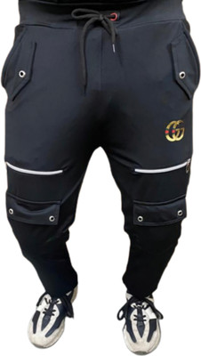 MindsArt Self Design Men Black Track Pants