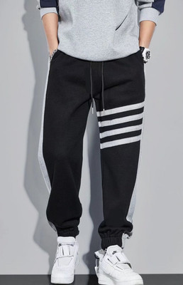 Crease & Clips Colorblock Men Black, Grey Track Pants