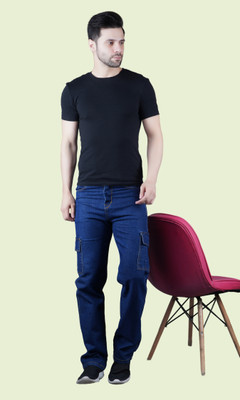 White leapard Regular Men Dark Blue Jeans