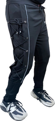 MindsArt Washed, Printed, Self Design Men Black Track Pants