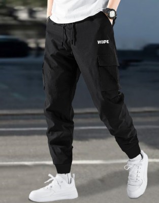 BLIVE Solid Men Black Track Pants