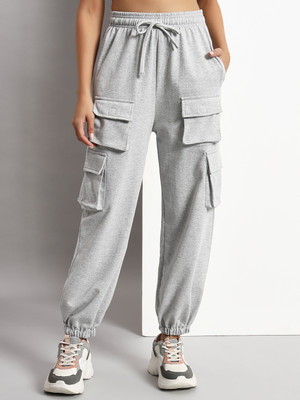 Q-Rious Solid Women Grey Track Pants