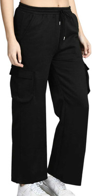 KISURA Flared Women Black Trousers