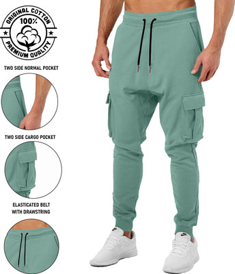 JUGULAR Solid Men Light Green Track Pants