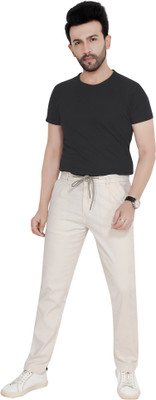 Lentil Solid Men Beige Track Pants