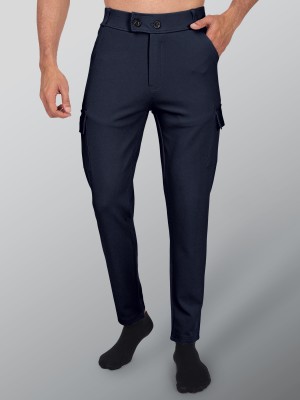 INDICLUB Slim Fit Men Dark Blue Trousers