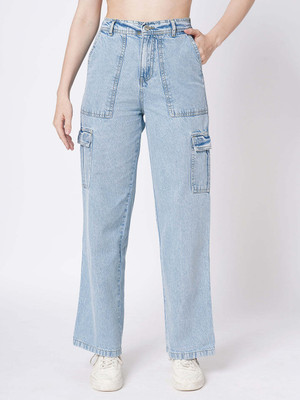 Kraus Jeans Women Blue High-Rise Cargo Women Cargos