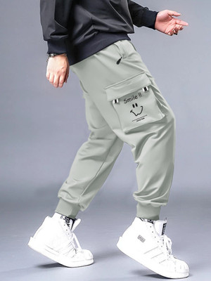 Jump Cuts Relaxed Men Grey Trousers
