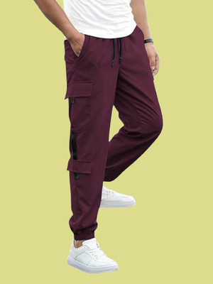 Kesaria Textile Solid Men Maroon Track Pants
