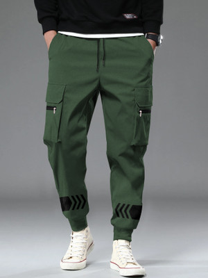TRIPR Printed Men Dark Green Track Pants