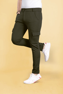 COMBRAIDED Self Design Men Green Track Pants