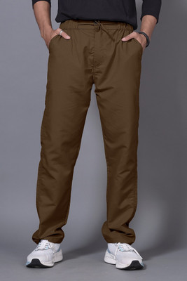 VRAJ GLOBAL Regular Fit Men Brown Trousers