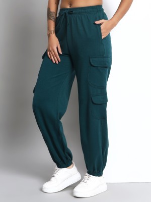 Q-Rious Solid Women Dark Green Track Pants