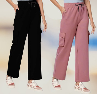 bfb Loose Fit Women Black, Purple Trousers