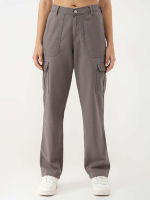Kraus Jeans Women Grey High-Rise Cargo Women Cargos
