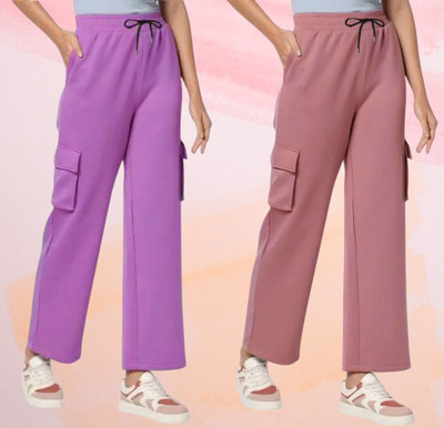 bfb Loose Fit Women Pink, Purple Trousers