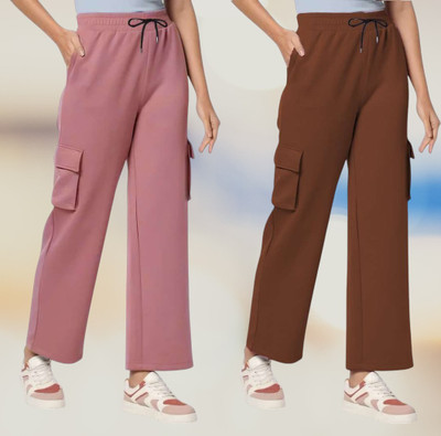 bfb Loose Fit Women Black, Purple Trousers