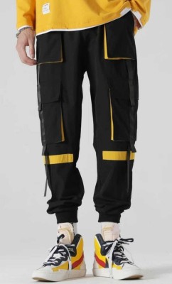 ERENCHINO Solid Men Black Track Pants