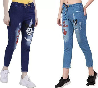 HouseOfCommon Jogger Fit Girls Blue Jeans(Pack of 2)