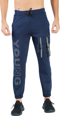 Plus Fitpro Printed Men Blue Track Pants