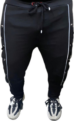 MindsArt Self Design Men Black Track Pants