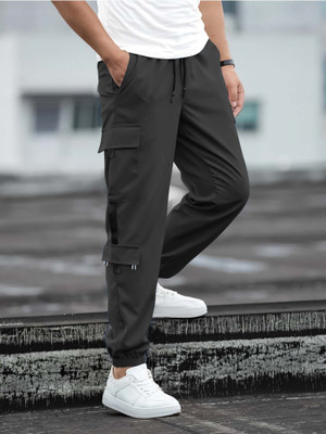 Jump Cuts Solid Men Grey Track Pants