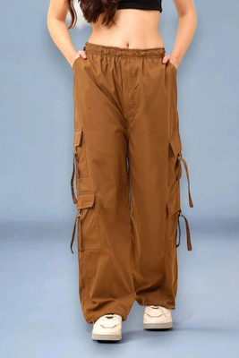SQEW High Waist Pants With 6-Pocket Loose Fit For Women Cargos