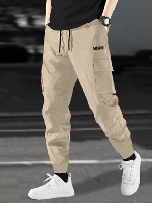 BLIVE Solid Men Beige Track Pants