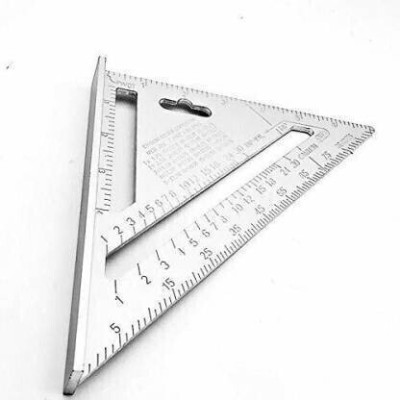 Kmils Aluminum Alloy Double Side 90 Degree Right Angle Triangle Scale Ruler with Metric Inch Measurement Hand Tool | Set Square Tri-Square(Pack of 1)