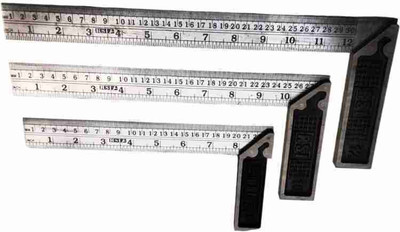 TOOLBUX try square with 8,10,12 inch steel ruler scale heavy duty 90 degree(Pack of 3) Combination Square(Pack of 3)