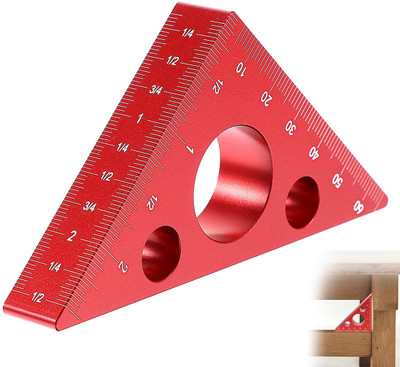 SERPLEX Aluminum Alloy Triangle Ruler for Woodworking 45 90 Degree Tri-Square(Pack of 1)