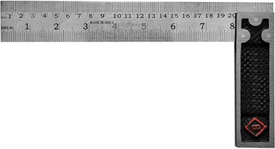GrabMoor Carpenter try square 8inch steel ruler scale heavy duty 90 degree GUN-8-INA Tri-Square(Pack of 1)