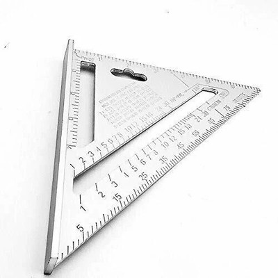 SEASPIRIT Aluminum Alloy Double Side 90 Degree Right Angle Triangle Scale Ruler with Metric Inch Measurement Hand Tool | Set Square Tri-Square (Pack of 1) Tri-Square(Pack of 1)