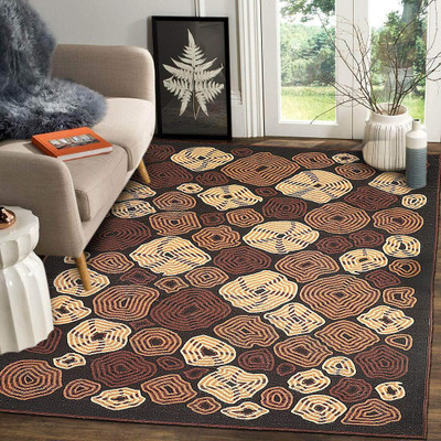 STATUS Brown Polyester Carpet(122 cm,  X 183 cm, Rectangle)