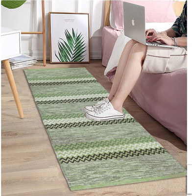 MARYAM 60.96 cm  X 152.4 cm Cotton Carpet(Rectangle, Green)