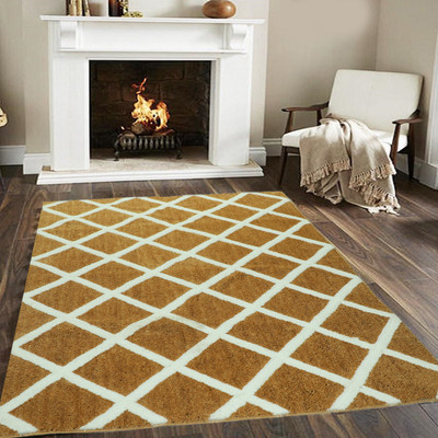 Woolpik Brown Polyester Carpet(3 cm,  X 5 cm, Rectangle)