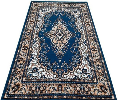 Ra handloom carpet Blue Silk Carpet(5 cm,  X 7 cm, Rectangle)