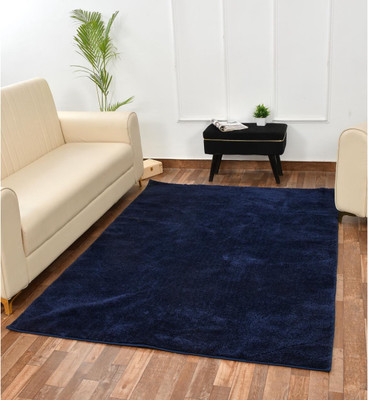 24x7 Home Store Dark Blue Velvet Carpet(153 cm,  X 214 cm, Rectangle)
