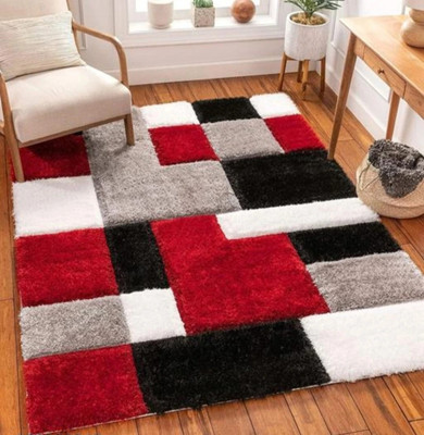 Samjeeda Handloom carpets Red Wool Carpet(4 feet,  X 6 feet, Rectangle)
