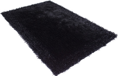 Woolpik Black Polyester Carpet(4 cm,  X 6 cm, Rectangle)