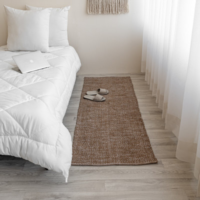 HOMEMONDE 60.96 cm  X 182.88 cm Cotton Runner(Rectangle, Brown, White)