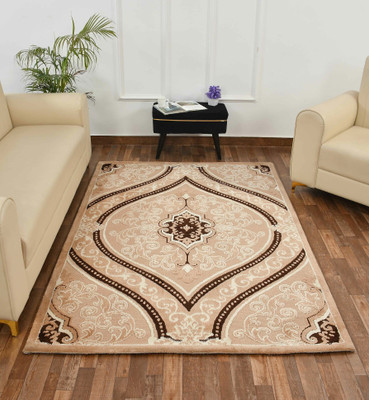 PRESTO BAZAAR Brown Polyester Carpet(4 ft,  X 6 ft, Rectangle)