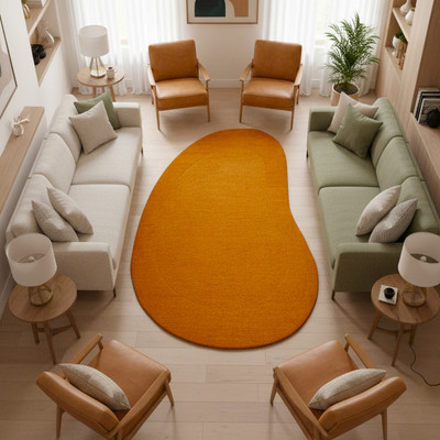 Raj International 182 cm  X 182 cm Wool Area Rug(Oval, Brown)