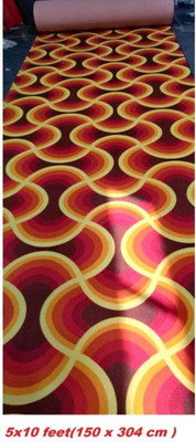 Ra handloom carpets Red Synthetic Carpet(152 cm,  X 304 cm, Rectangle)
