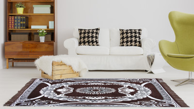 AAZEEM Brown Polyester Area Rug(3 ft,  X 5 ft, Rectangle)